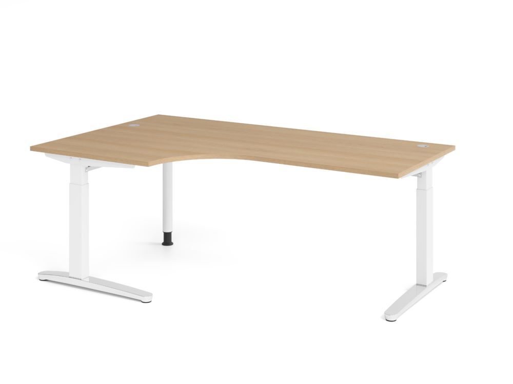 Produktbild Hammerbacher Schreibtisch C-Fuß 200x120cm 90 Grad Eiche/Weiß