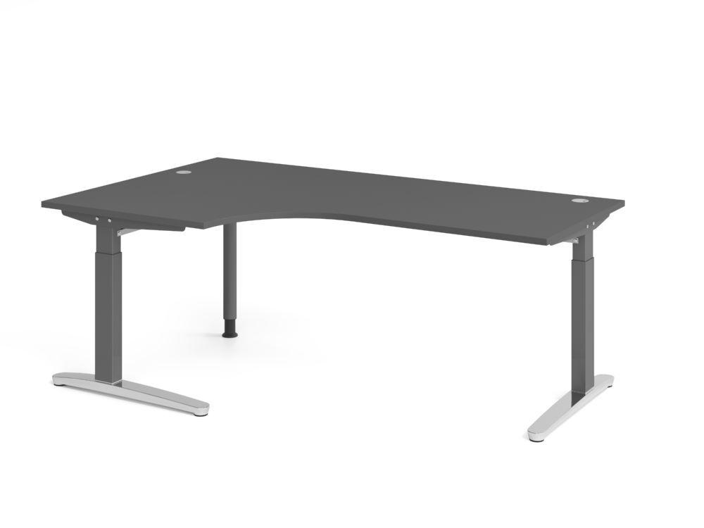 Produktbild Hammerbacher Schreibtisch C-Fuß 200x120cm 90 Grad Graphit/Graphit