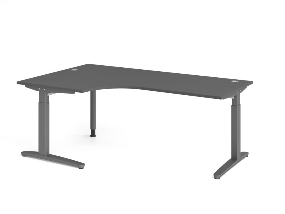 Produktbild Hammerbacher Schreibtisch C-Fuß 200x120cm 90 Grad Graphit/Graphit