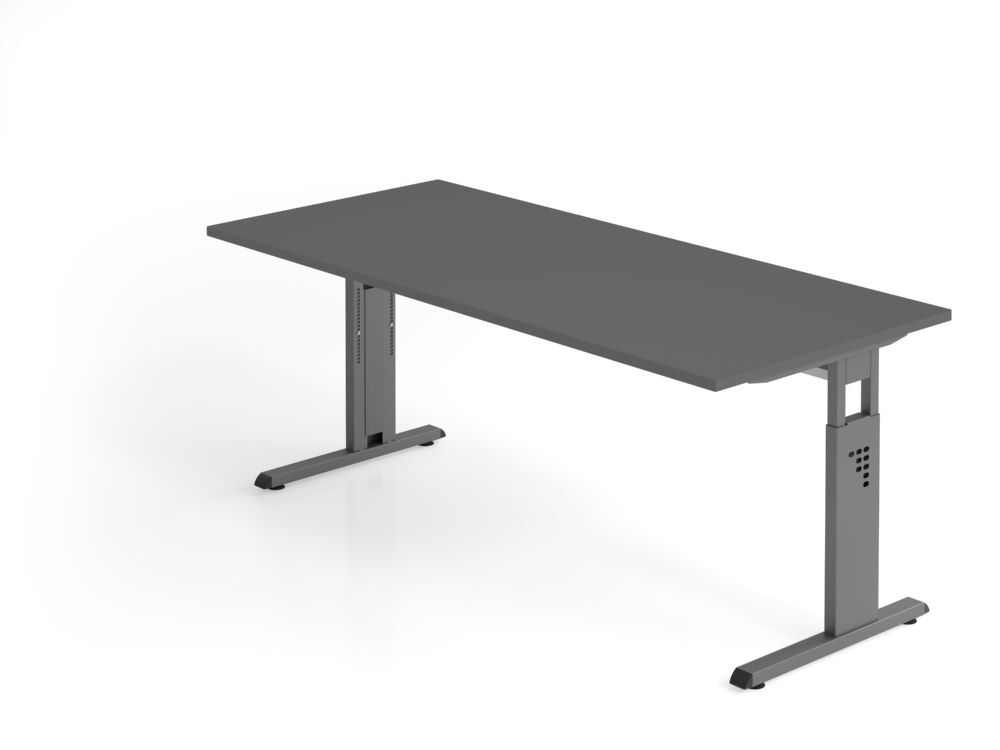 Produktbild Hammerbacher Schreibtisch C-Fuß 180x80cm Graphit/Graphit