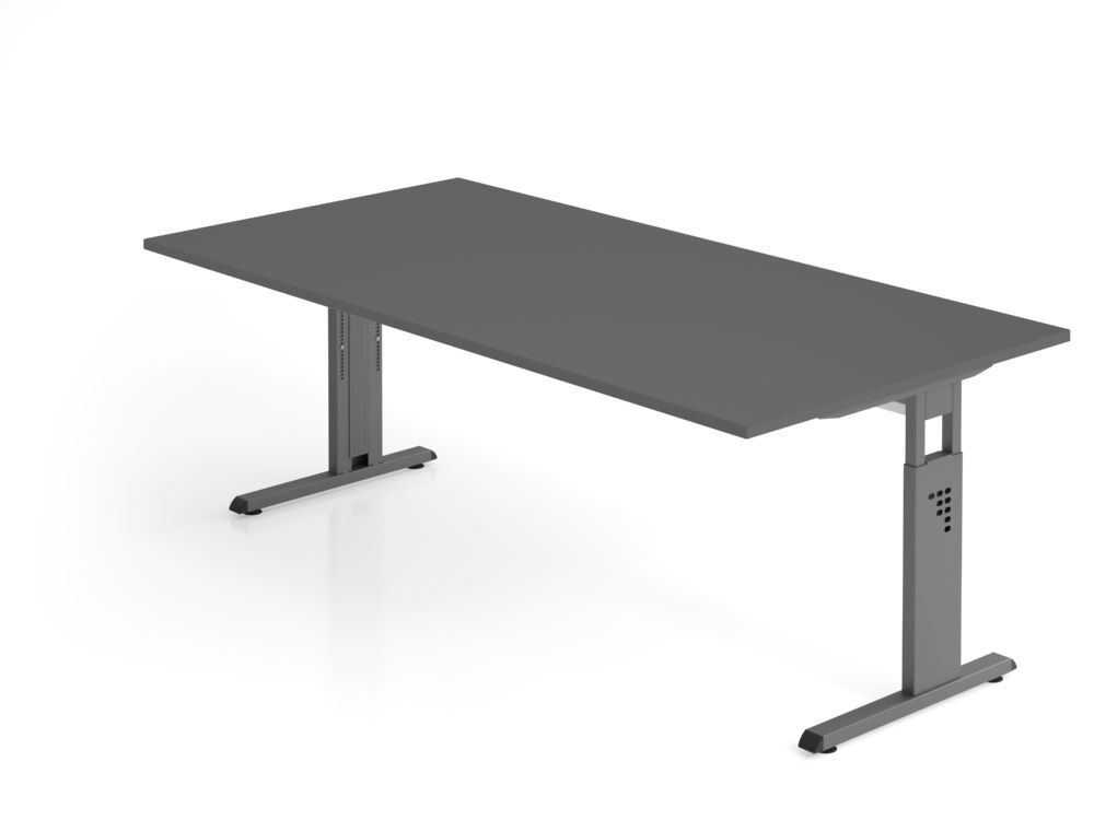 Produktbild Hammerbacher Schreibtisch C-Fuß 200x100cm Graphit/Graphit