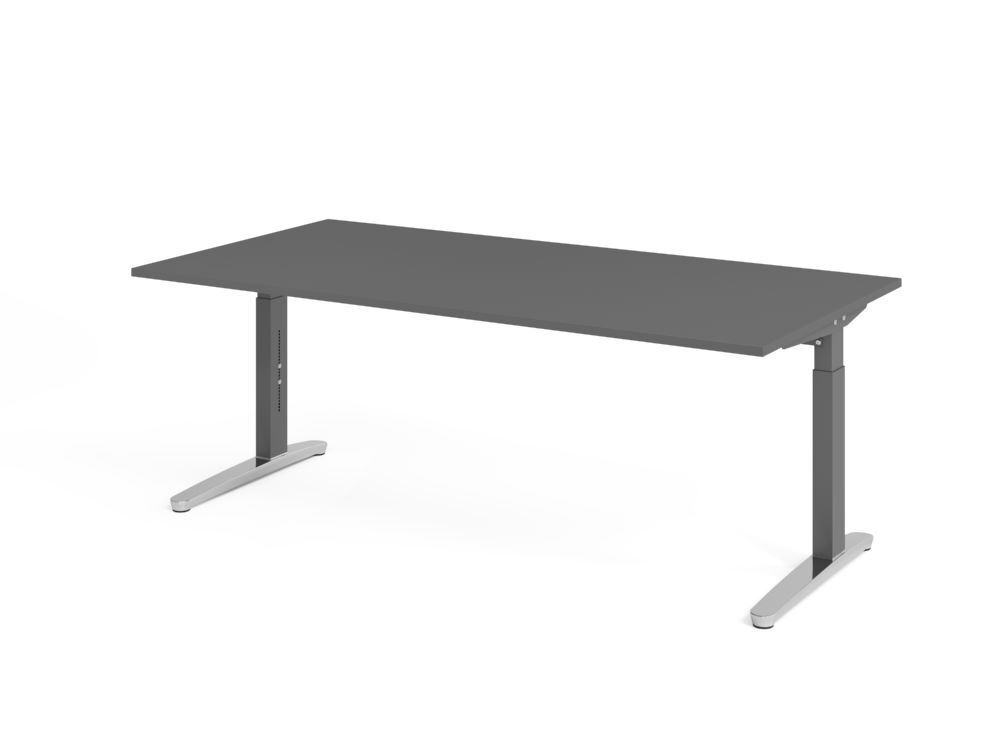 Produktbild Hammerbacher Schreibtisch C-Fuß 200x100cm Graphit/Graphit