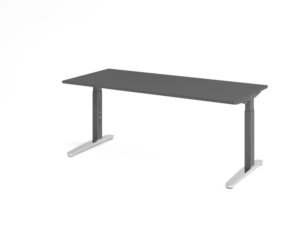 Produktbild Hammerbacher Schreibtisch C-Fuß 180x80cm Graphit/Graphit