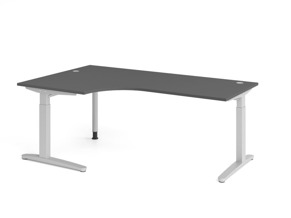 Produktbild Hammerbacher Schreibtisch C-Fuß 200x120cm 90 Grad Graphit/Silbler