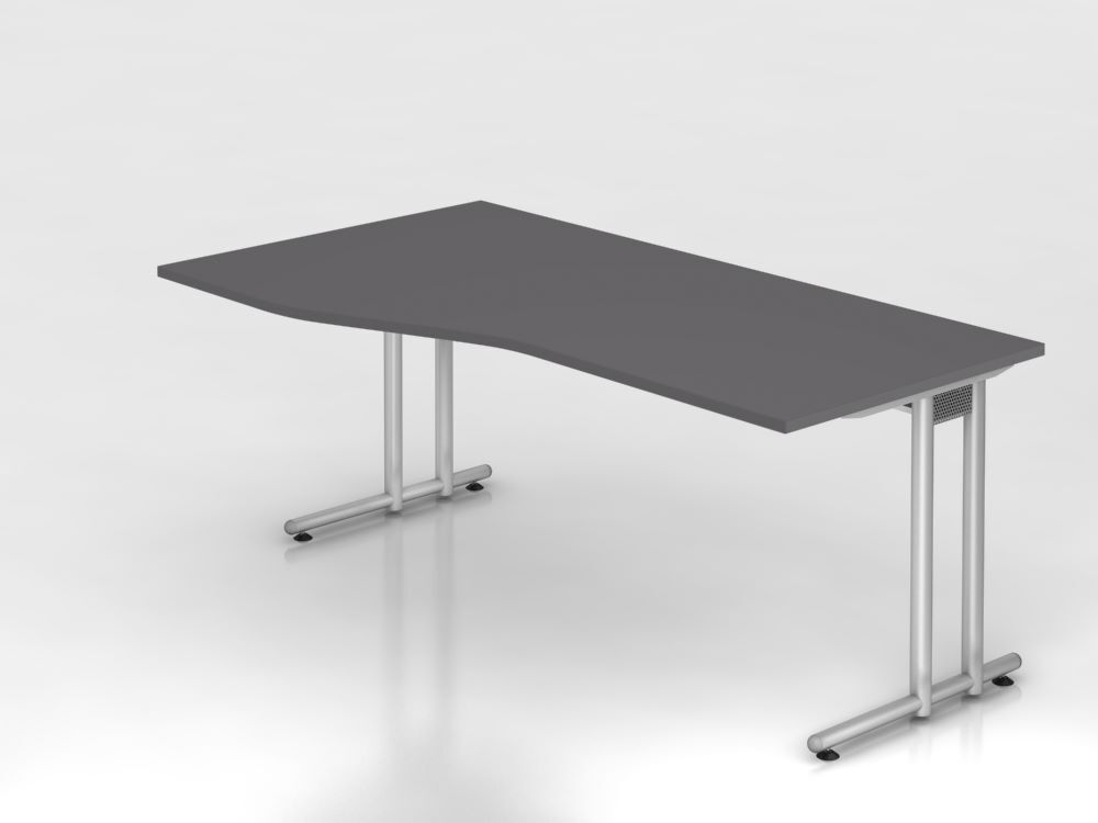 Produktbild Hammerbacher Schreibtisch C-Fuß 180x100/80cm Graphit/Silber