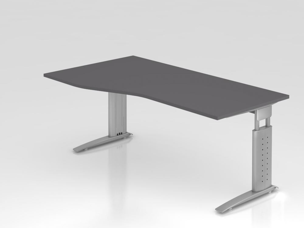 Produktbild Hammerbacher Schreibtisch C-Fuß 180x100/80cm Graphit/Silber
