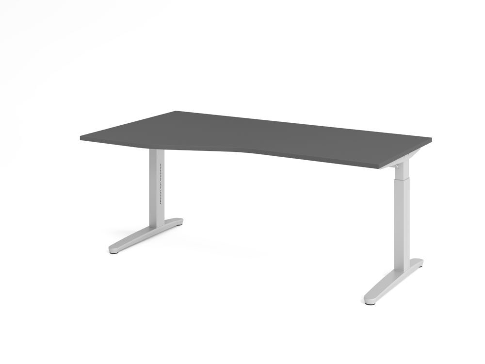 Produktbild Hammerbacher Schreibtisch C-Fuß 180x100/80cm Graphit/Silber