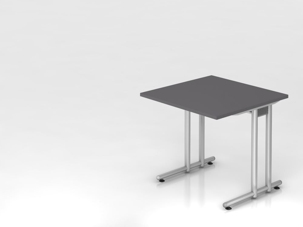 Produktbild Hammerbacher Schreibtisch C-Fuß 80x80cm Graphit/Silber
