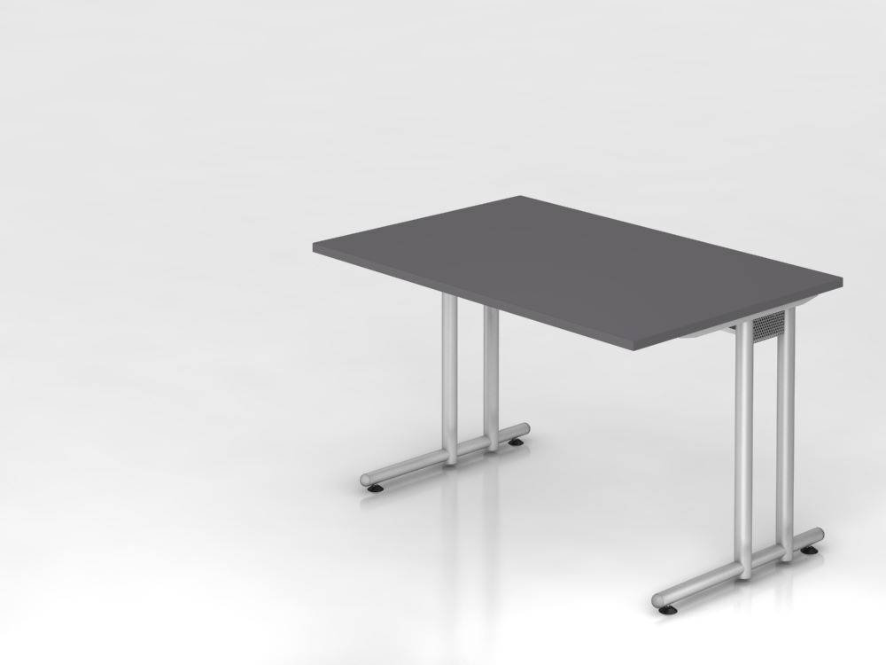 Produktbild Hammerbacher Schreibtisch C-Fuß 120x80cm Graphit/Silber