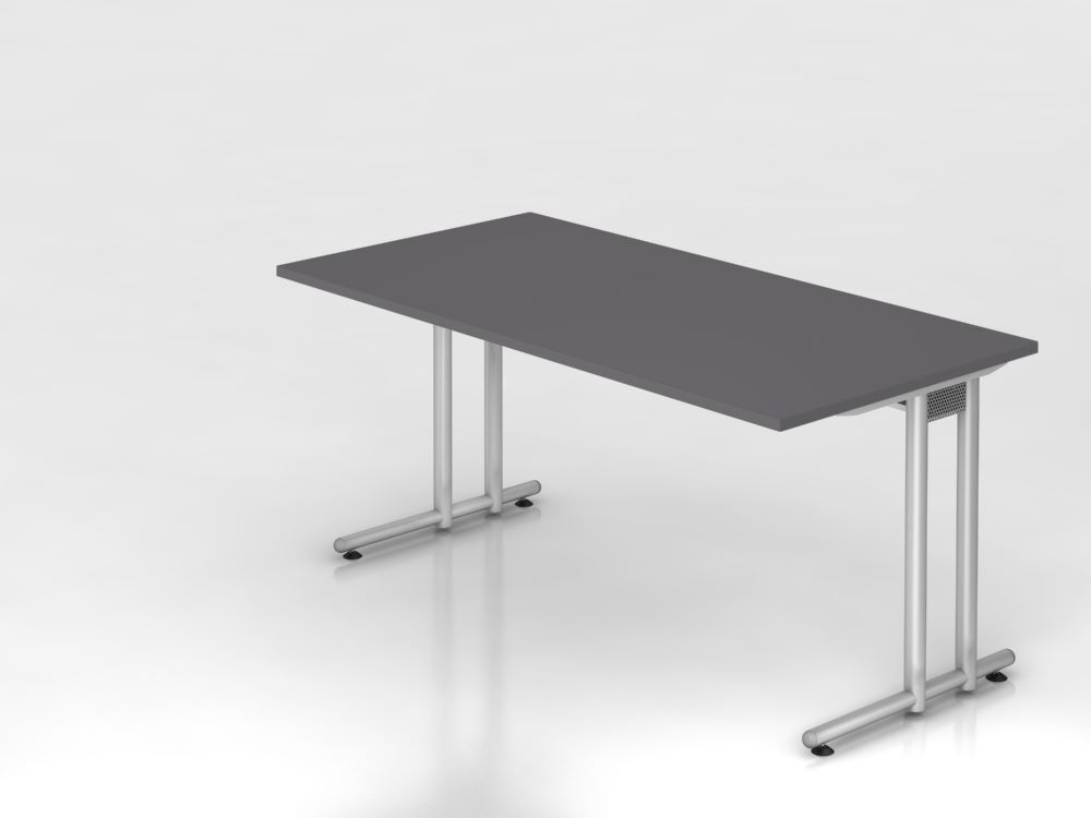Produktbild Hammerbacher Schreibtisch C-Fuß 160x80cm Graphit/Silber