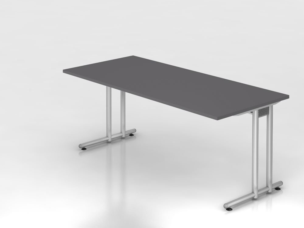 Produktbild Hammerbacher Schreibtisch C-Fuß 180x80cm Graphit/Silber