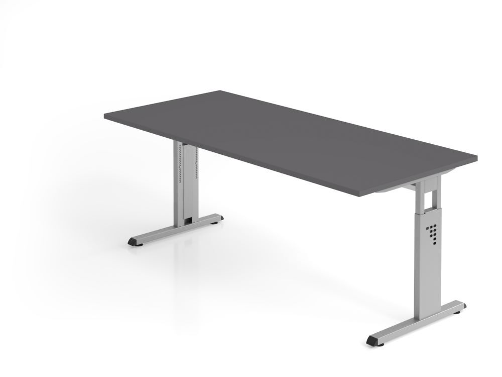 Produktbild Hammerbacher Schreibtisch C-Fuß 180x80cm Graphit/Silber