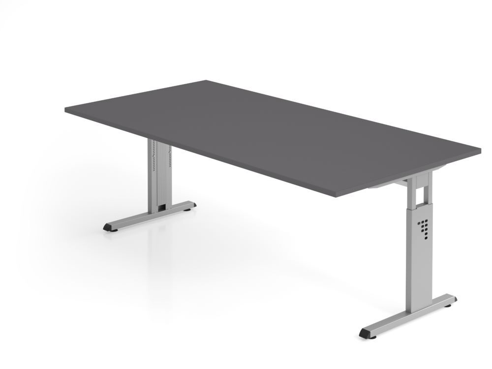 Produktbild Hammerbacher Schreibtisch C-Fuß 200x100cm Graphit/Silber