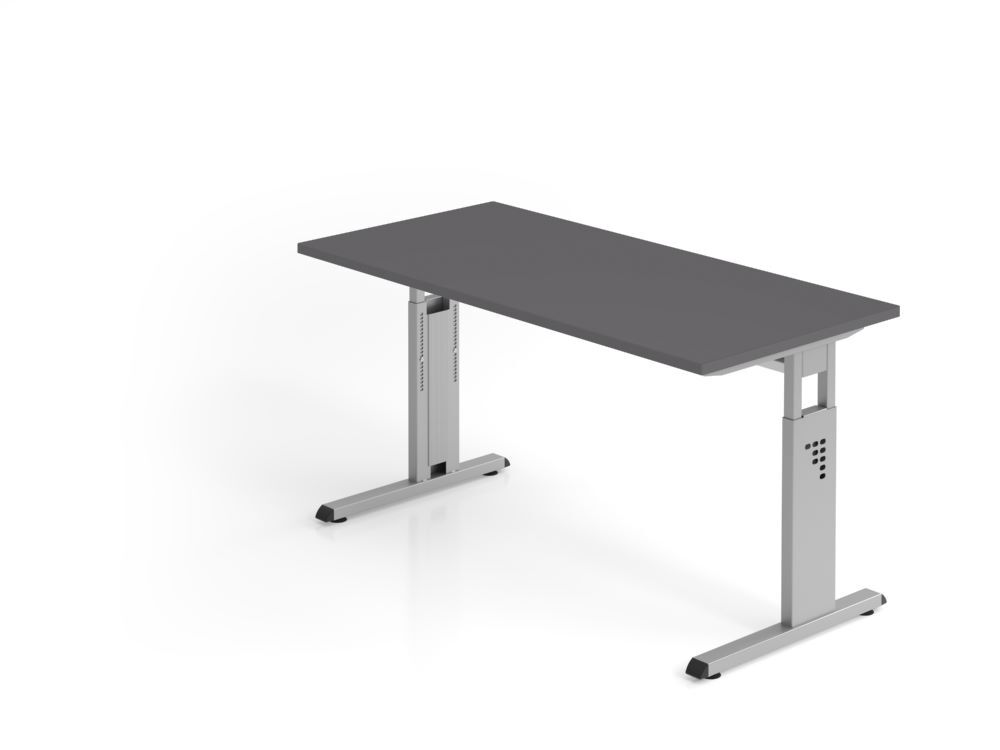 Produktbild Hammerbacher Schreibtisch C-Fuß 140x67cm Graphit/Silber