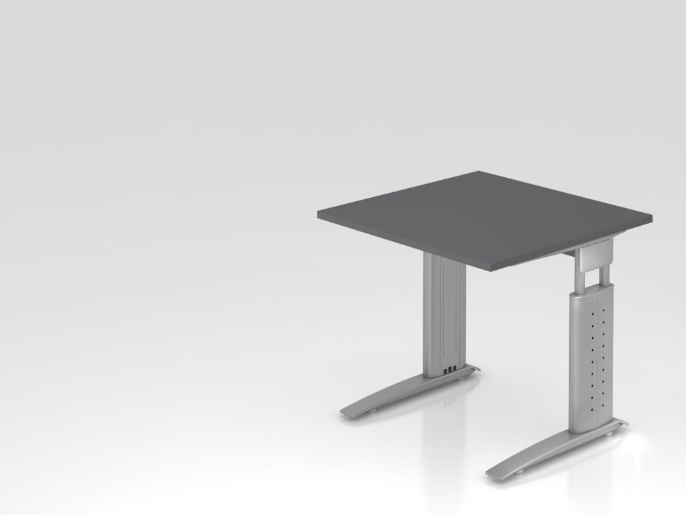 Produktbild Hammerbacher Schreibtisch C-Fuß 80x80cm Graphit/Silber