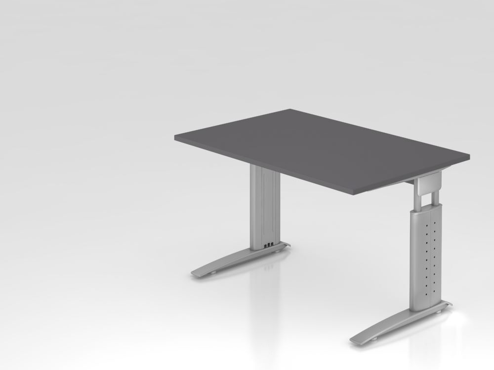 Produktbild Hammerbacher Schreibtisch C-Fuß 120x80cm Graphit/Silber