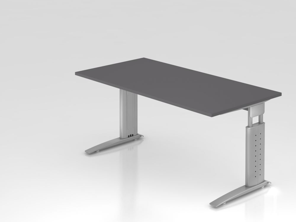 Produktbild Hammerbacher Schreibtisch C-Fuß 160x80cm Graphit/Silber
