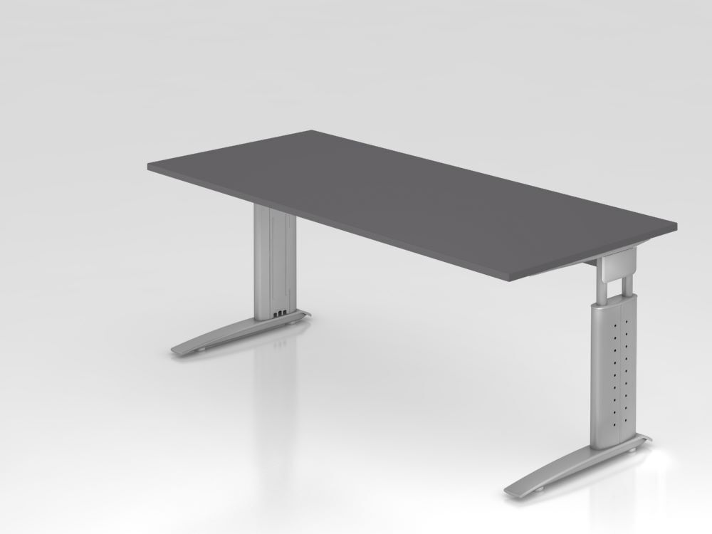 Produktbild Hammerbacher Schreibtisch C-Fuß 180x80cm Graphit/Silber