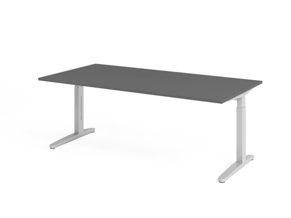 Produktbild Hammerbacher Schreibtisch C-Fuß 200x100cm Graphit/Silber
