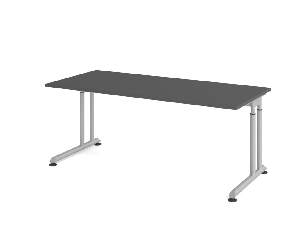 Produktbild Hammerbacher Schreibtisch C-Fuß 180x80cm Graphit/Silber