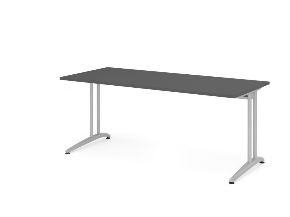 Produktbild Hammerbacher Schreibtisch C-Fuß 180x80cm Graphit/Silber