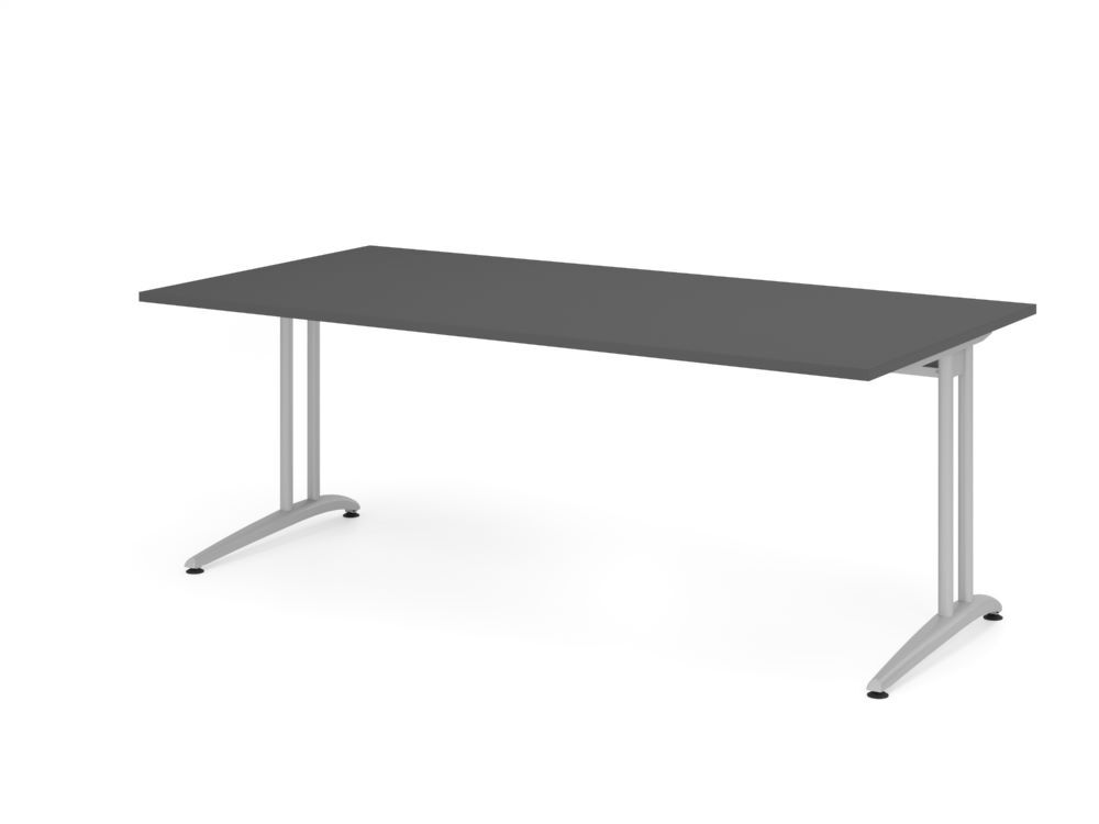Produktbild Hammerbacher Schreibtisch C-Fuß 200x100cm Graphit/Silber