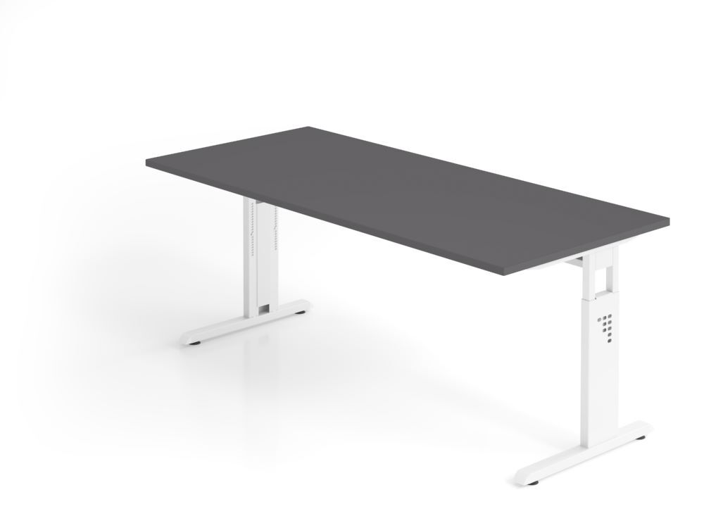 Produktbild Hammerbacher Schreibtisch C-Fuß 180x80cm Graphit/Weiß