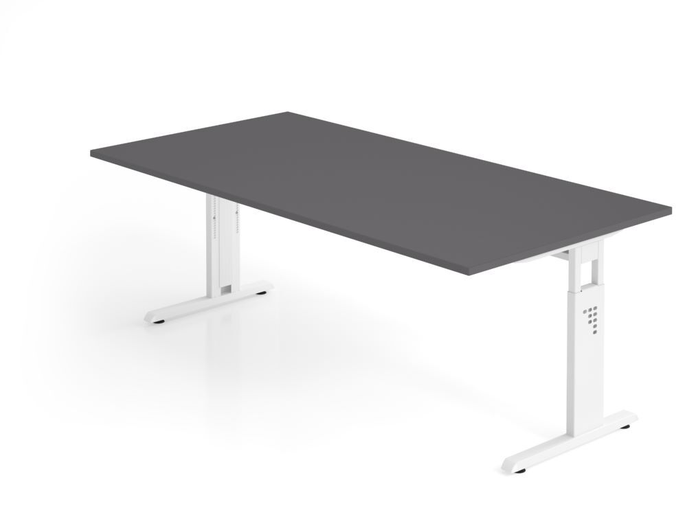 Produktbild Hammerbacher Schreibtisch C-Fuß 200x100cm Graphit/Weiß