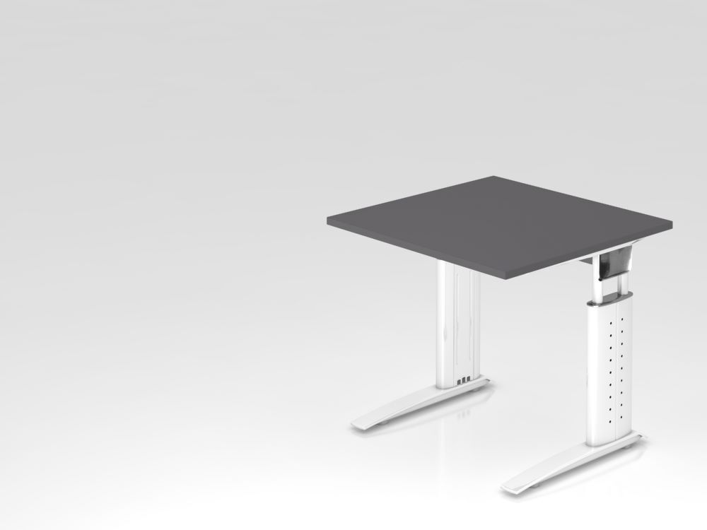Produktbild Hammerbacher Schreibtisch C-Fuß 80x80cm Graphit/Weiß