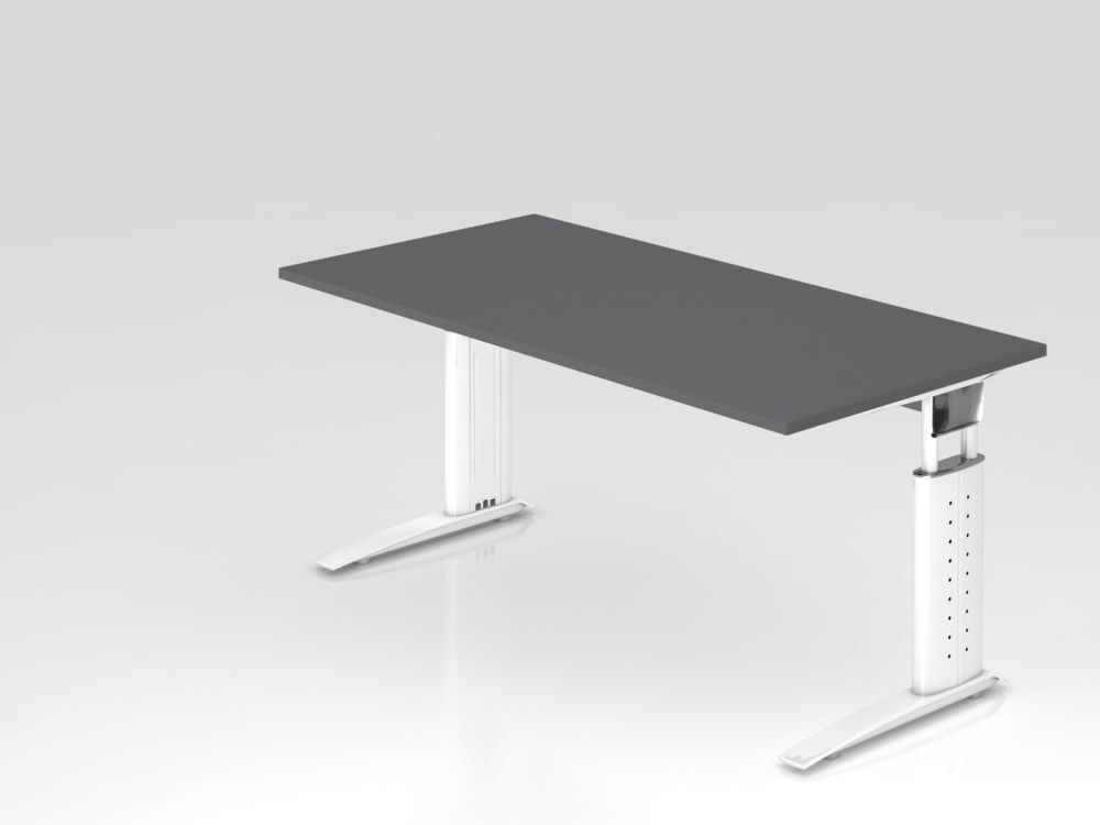 Produktbild Hammerbacher Schreibtisch C-Fuß 160x80cm Graphit/Weiß