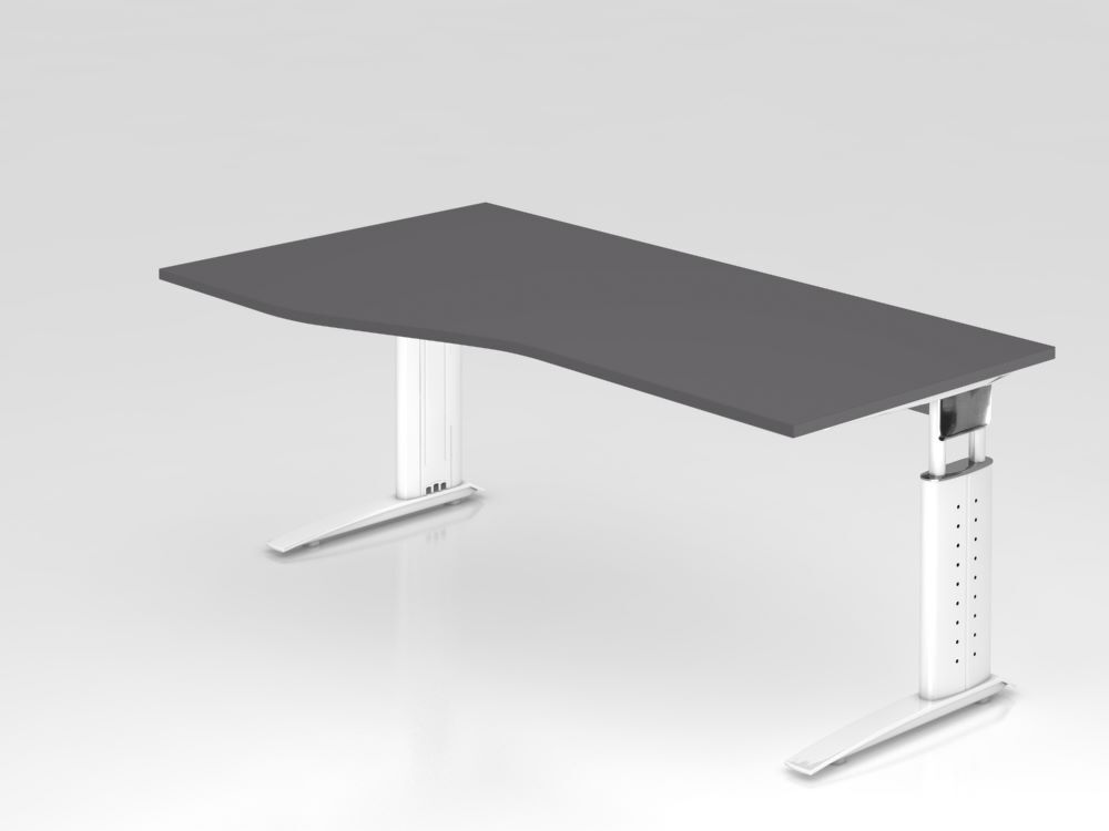 Produktbild Hammerbacher Schreibtisch C-Fuß 180x100/80cm Graphit/Weiß