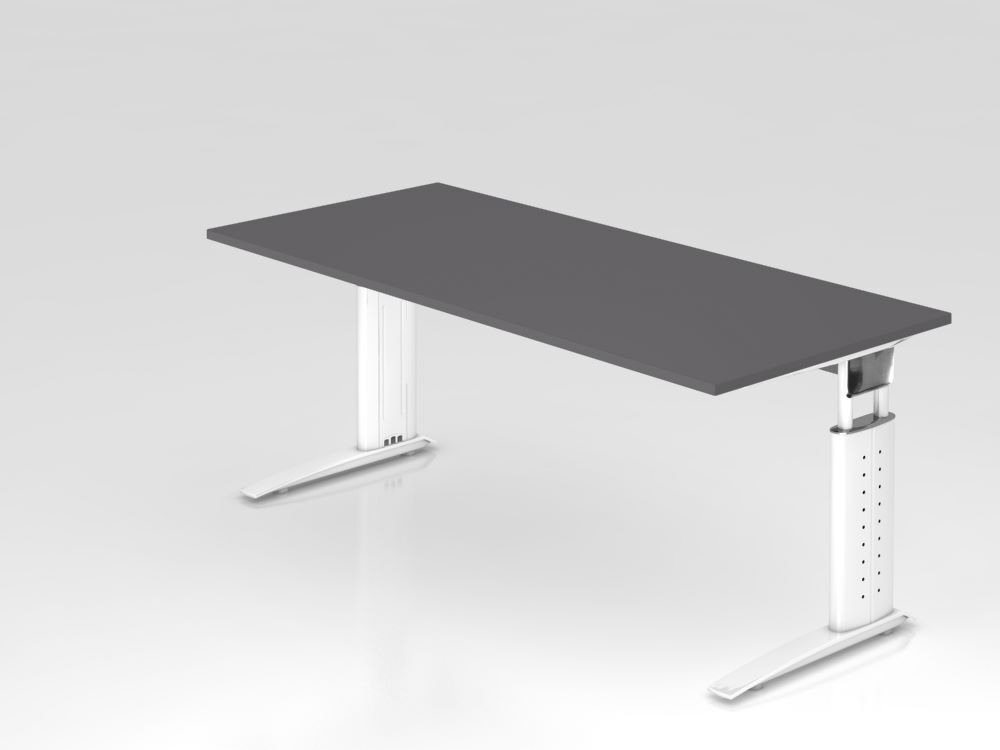 Produktbild Hammerbacher Schreibtisch C-Fuß 180x80cm Graphit/Weiß