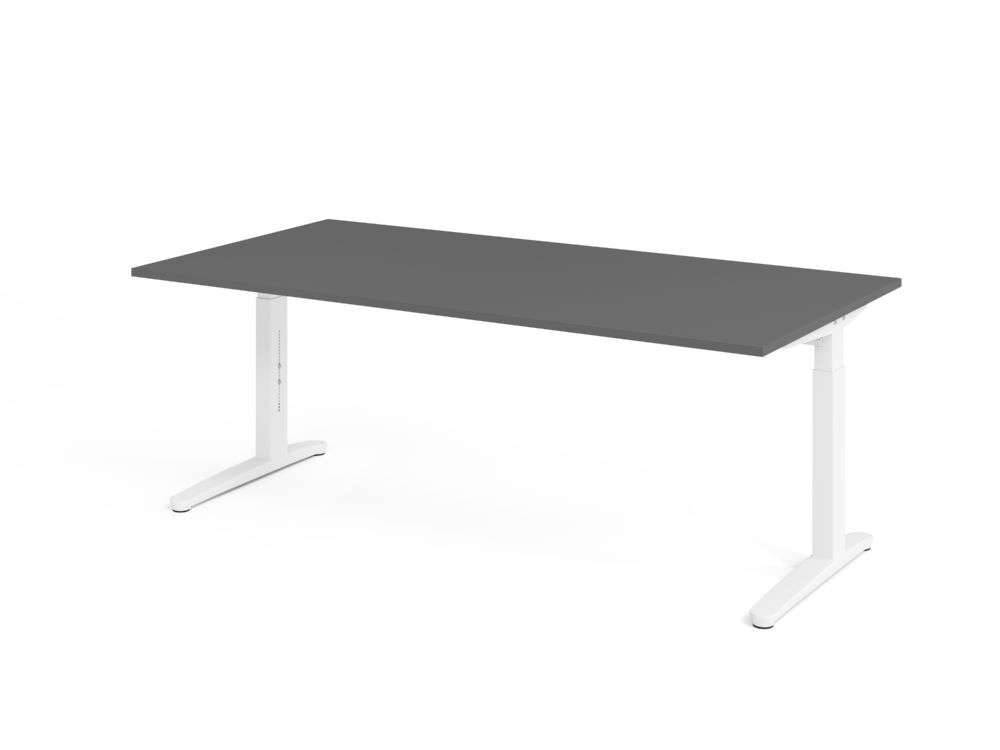 Produktbild Hammerbacher Schreibtisch C-Fuß 200x100cm Graphit/Weiß