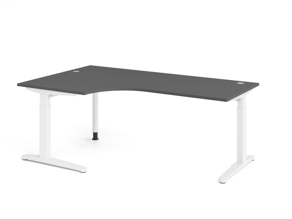 Produktbild Hammerbacher Schreibtisch C-Fuß 200x120cm 90 Grad Graphit/Weiß
