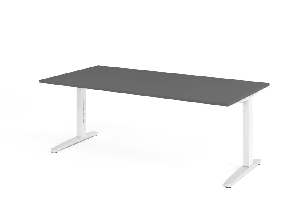 Produktbild Hammerbacher Schreibtisch C-Fuß 200x100cm Graphit/Weiß
