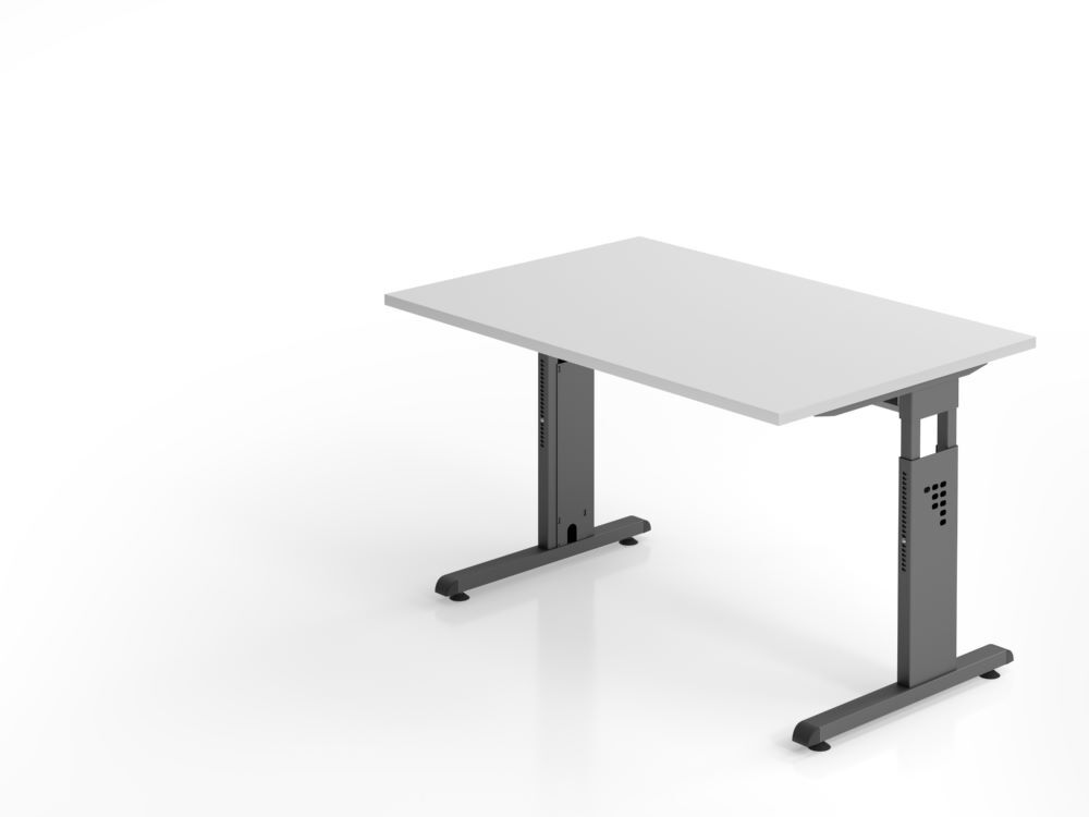Hammerbacher Schreibtisch OS12 C-Fuß 120 x 80 cm Grau / Graphit Höhe 65 - 85 cm Produktbild Hammerbacher Schreibtisch OS12 C-Fuß 120 x 80 cm Grau / Graphit Höhe 65 - 85 cm