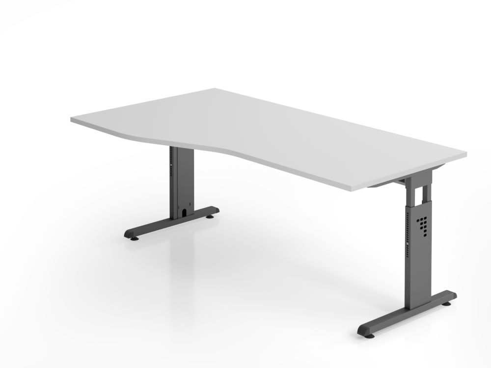 Hammerbacher Schreibtisch OS18 C-Fuß 180 x 100 / 80 cm Grau / Graphit höheneinstellbar Produktbild Hammerbacher Schreibtisch OS18 C-Fuß 180 x 100 / 80 cm Grau / Graphit höheneinstellbar