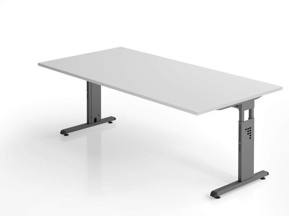 Hammerbacher Schreibtisch C-Fuß-Gestell in Graphit 200 x 100 cm Grau 25 mm Produktbild Hammerbacher Schreibtisch C-Fuß-Gestell in Graphit 200 x 100 cm Grau 25 mm