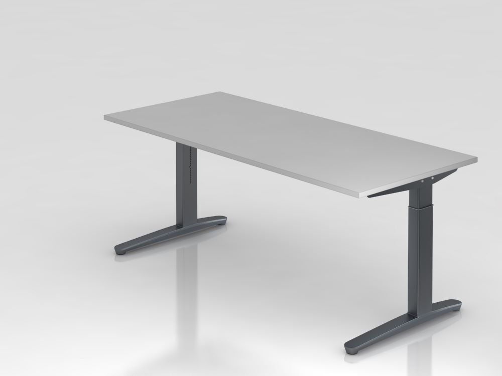 Hammerbacher Schreibtisch Arbeitshöhe 65 bis 85 cm 180 x 80 cm Grau Graphit Produktbild Hammerbacher Schreibtisch Arbeitshöhe 65 bis 85 cm 180 x 80 cm Grau Graphit