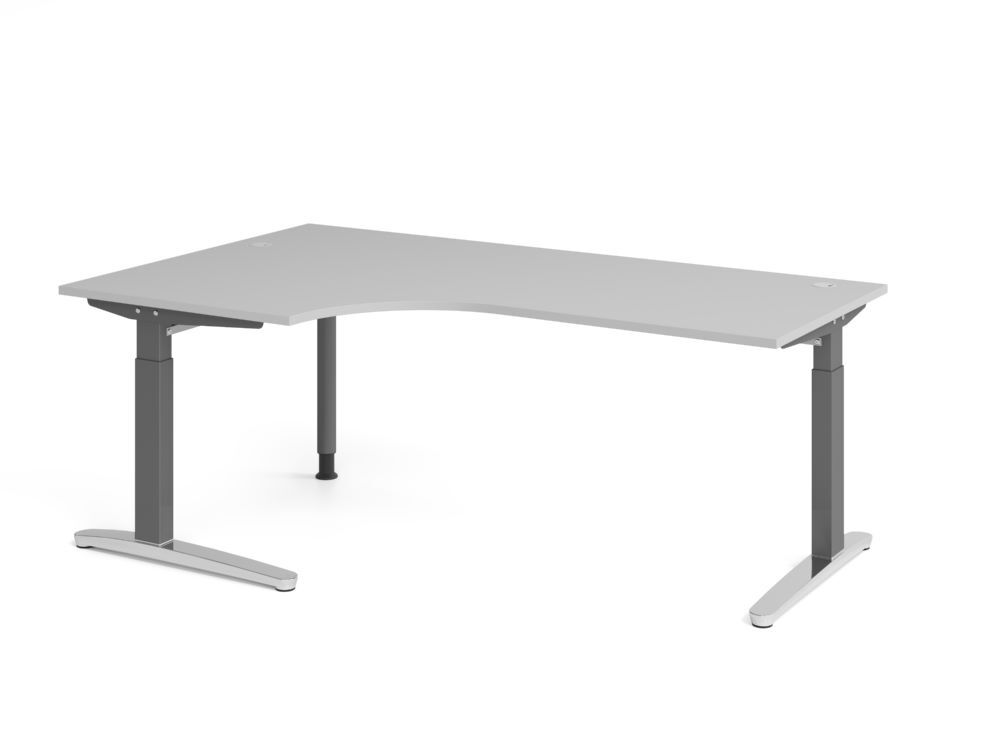 Produktbild Hammerbacher Schreibtisch C-Fuß 200x120cm 90 Grad Grau/Graphit