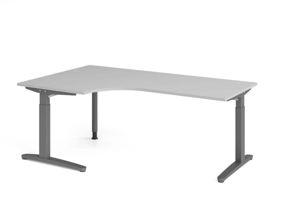 Produktbild Hammerbacher Schreibtisch C-Fuß 200x120cm 90 Grad Grau/Graphit