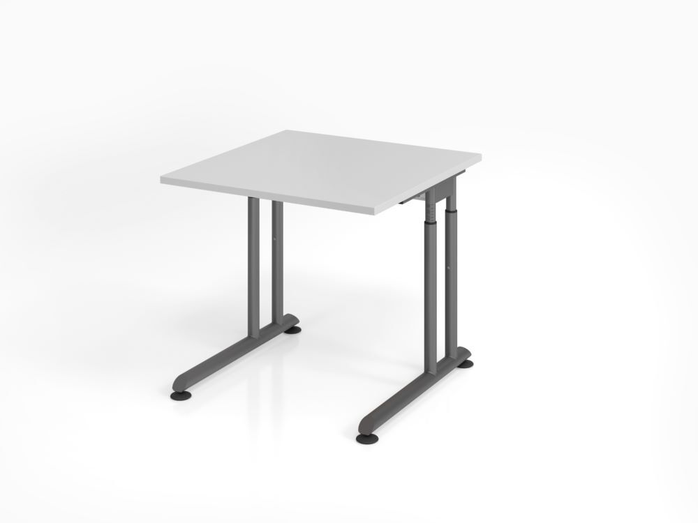 Hammerbacher Schreibtisch C-Fuß 80 x 80 cm Grau / Graphit Arbeitshöhe 68 - 82 cm Produktbild Hammerbacher Schreibtisch C-Fuß 80 x 80 cm Grau / Graphit Arbeitshöhe 68 - 82 cm