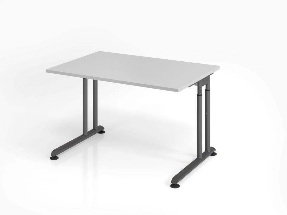 Hammerbacher ZS12 Schreibtisch C-Fuß 120 x 80 cm Grau / Graphit höhe 68 - 82 cm Produktbild Hammerbacher ZS12 Schreibtisch C-Fuß 120 x 80 cm Grau / Graphit höhe 68 - 82 cm