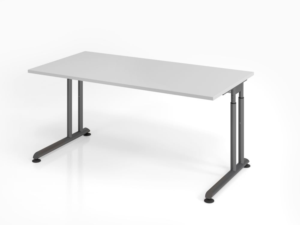 Hammerbacher Schreibtisch ZS16 C-Fuß 160 x 80 cm Grau / Graphit höheneinstellbar Produktbild Hammerbacher Schreibtisch ZS16 C-Fuß 160 x 80 cm Grau / Graphit höheneinstellbar
