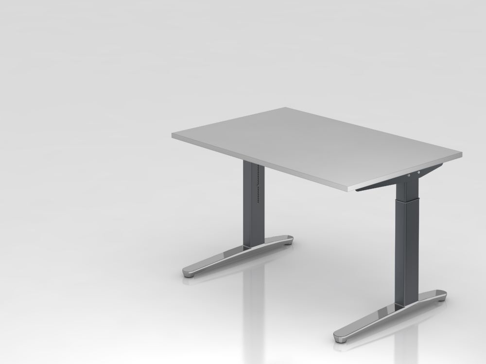 Hammerbacher XB12 Schreibtisch C-Fuß 120 x 80 cm höheneinstellbar Grau / Graphit Produktbild Hammerbacher XB12 Schreibtisch C-Fuß 120 x 80 cm höheneinstellbar Grau / Graphit