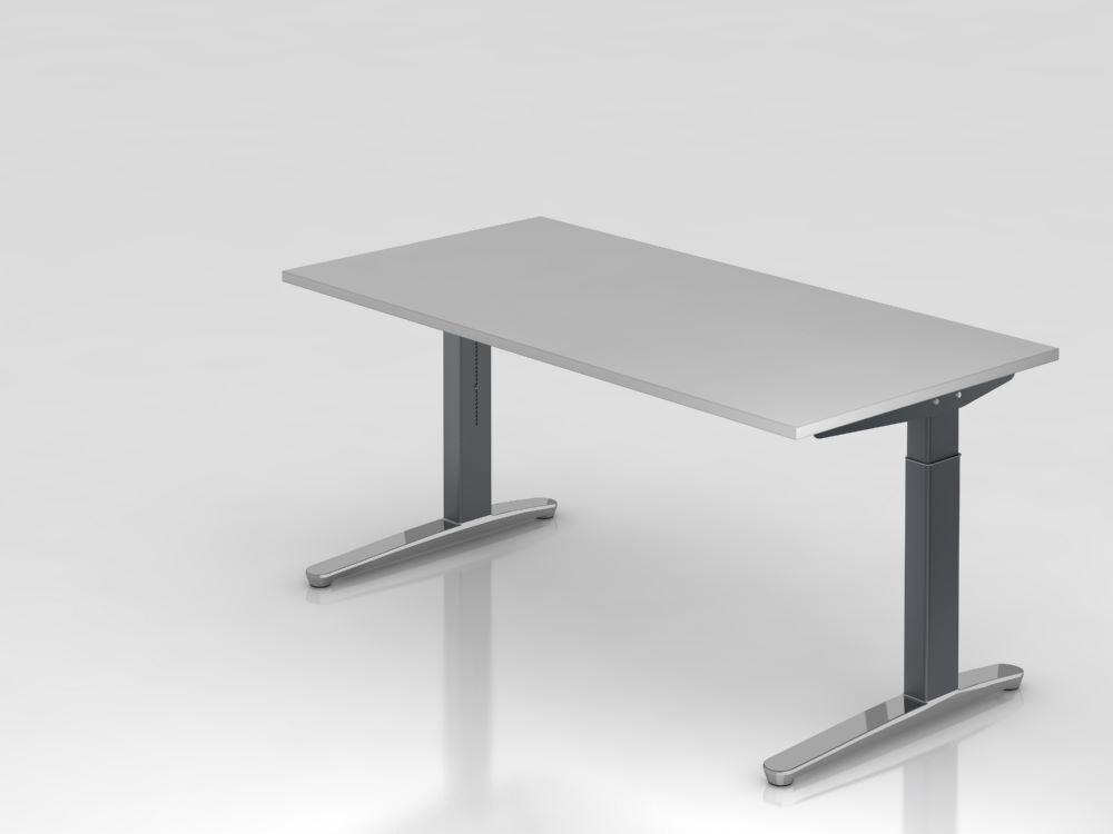 Hammerbacher XB16 Schreibtisch C-Fuß Gestell Graphit 160 x 80 cm Grau Produktbild Hammerbacher XB16 Schreibtisch C-Fuß Gestell Graphit 160 x 80 cm Grau