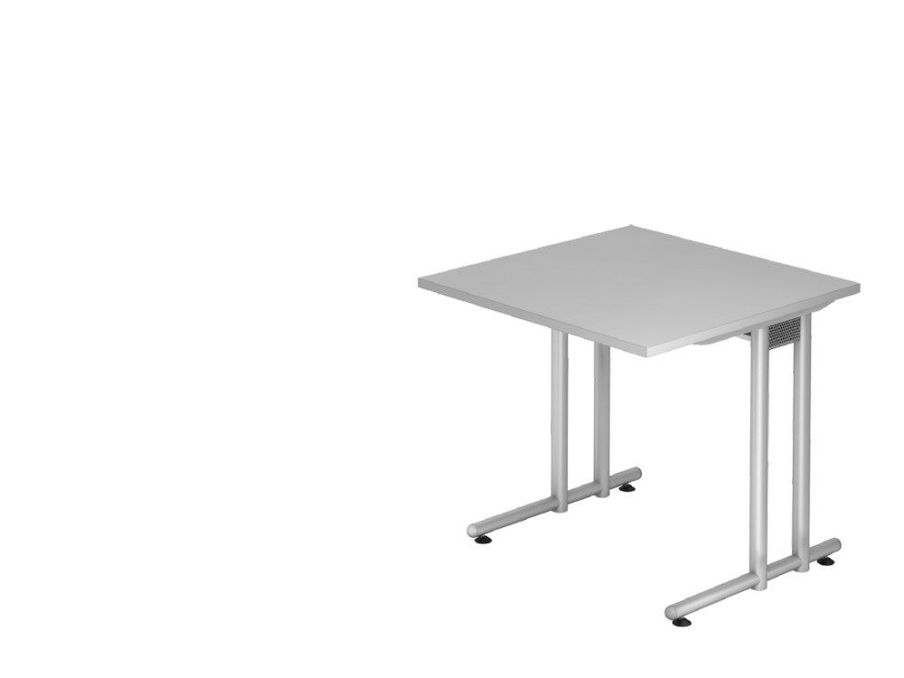 Hammerbacher Schreibtisch C-Fuß 80 x 80 cm Grau / Silber Arbeitshöhe 72 cm  Produktbild Hammerbacher Schreibtisch C-Fuß 80 x 80 cm Grau / Silber Arbeitshöhe 72 cm