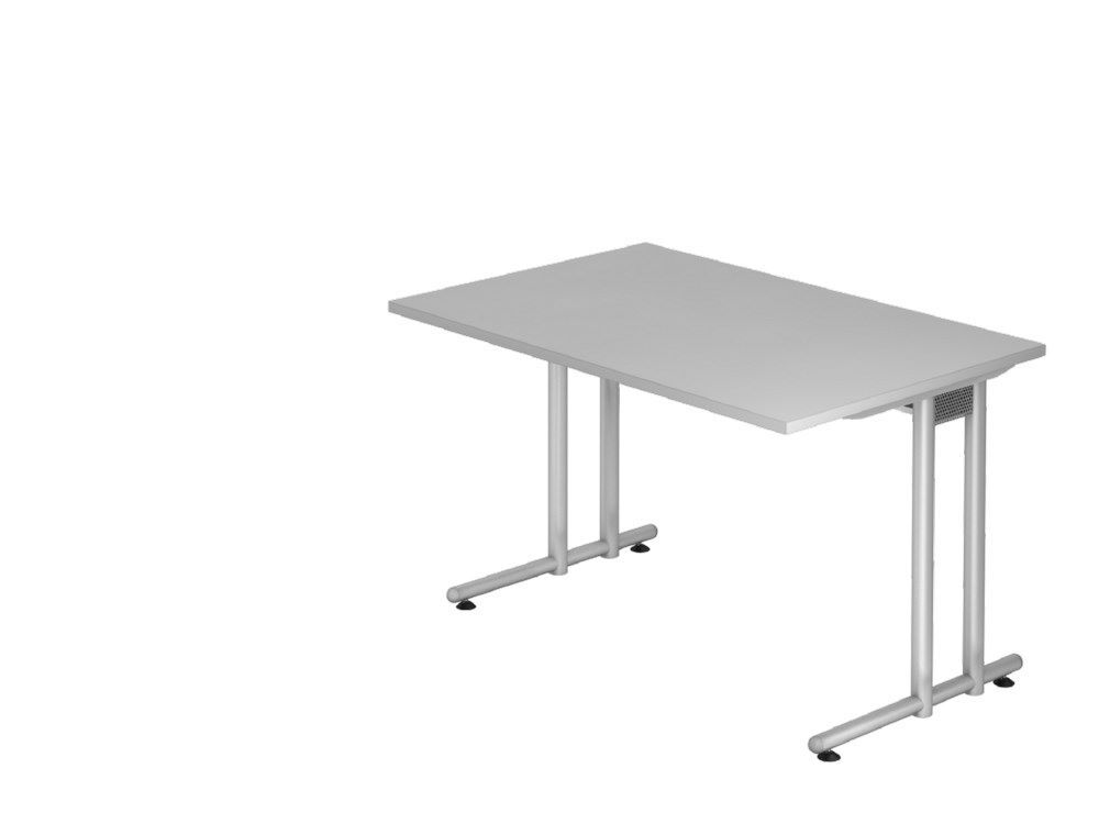 Hammerbacher Schreibtisch C-Fuß 120 x 80 cm Grau / Silber Arbeitshöhe 72 cm  Produktbild Hammerbacher Schreibtisch C-Fuß 120 x 80 cm Grau / Silber Arbeitshöhe 72 cm