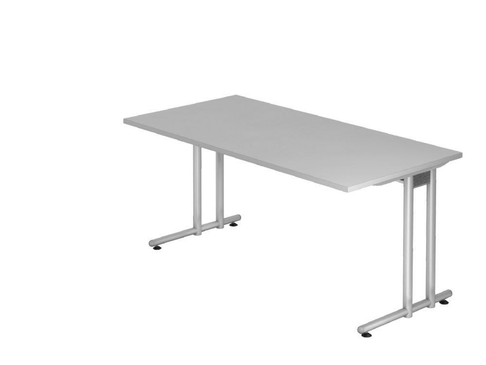 Hammerbacher Schreibtisch NS16 C-Fuß 160 x 80 cm Grau / Silber Arbeitshöhe 72 cm Produktbild Hammerbacher Schreibtisch NS16 C-Fuß 160 x 80 cm Grau / Silber Arbeitshöhe 72 cm