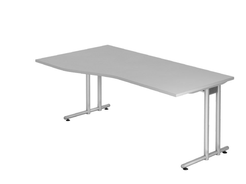 Hammerbacher Schreibtisch C-Fuß 180 x 100/80 cm Grau Silber Produktbild Hammerbacher Schreibtisch C-Fuß 180 x 100/80 cm Grau Silber